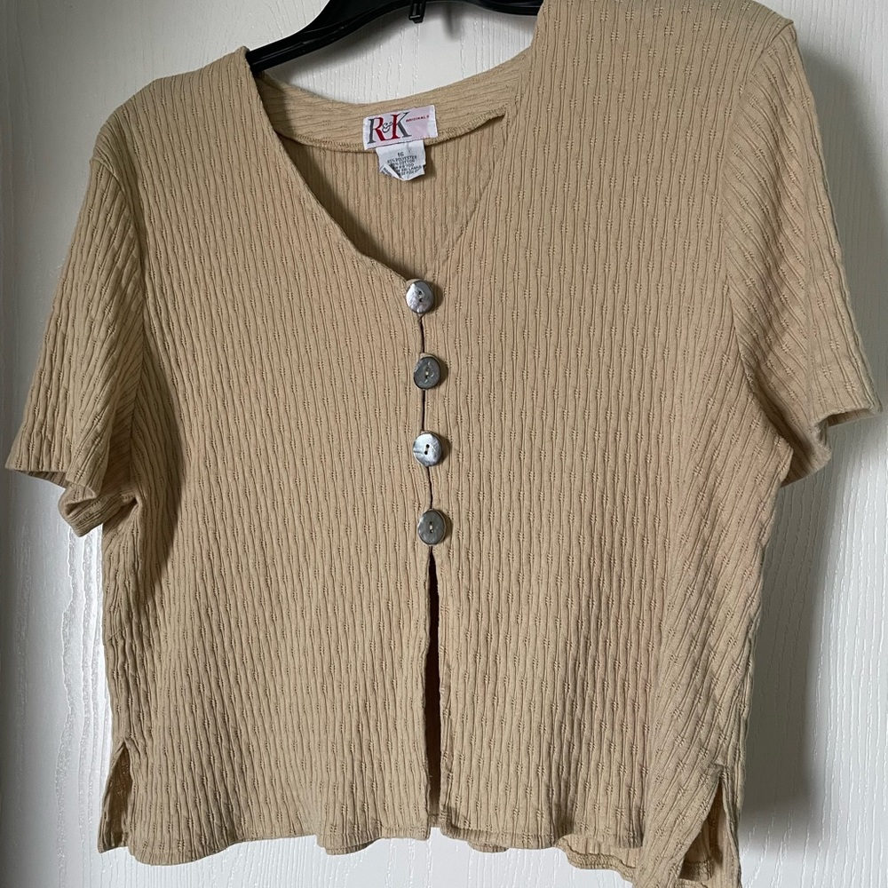Mustard Yellow Knit Top - vintage 90s style Y2K button down cardigan sweater
